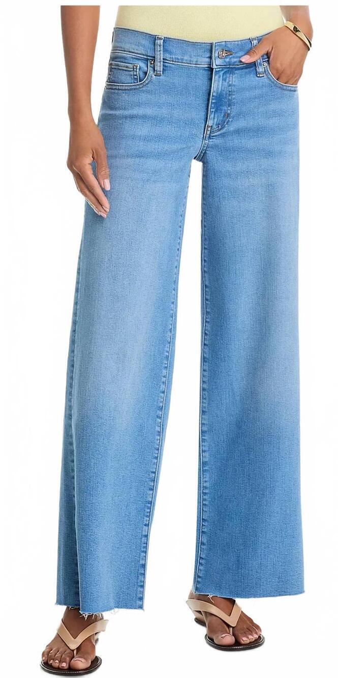 NEW FRAME le slim crop palazzo low rise frayed jeans in honeymoon